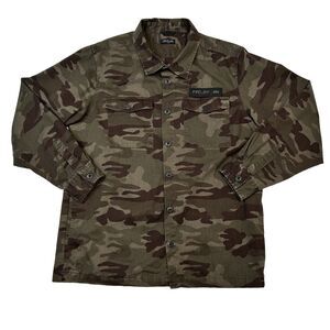 PROJEK RAW Men’s Large Camouflage Twill Trucker Shacket Army Military Jacket